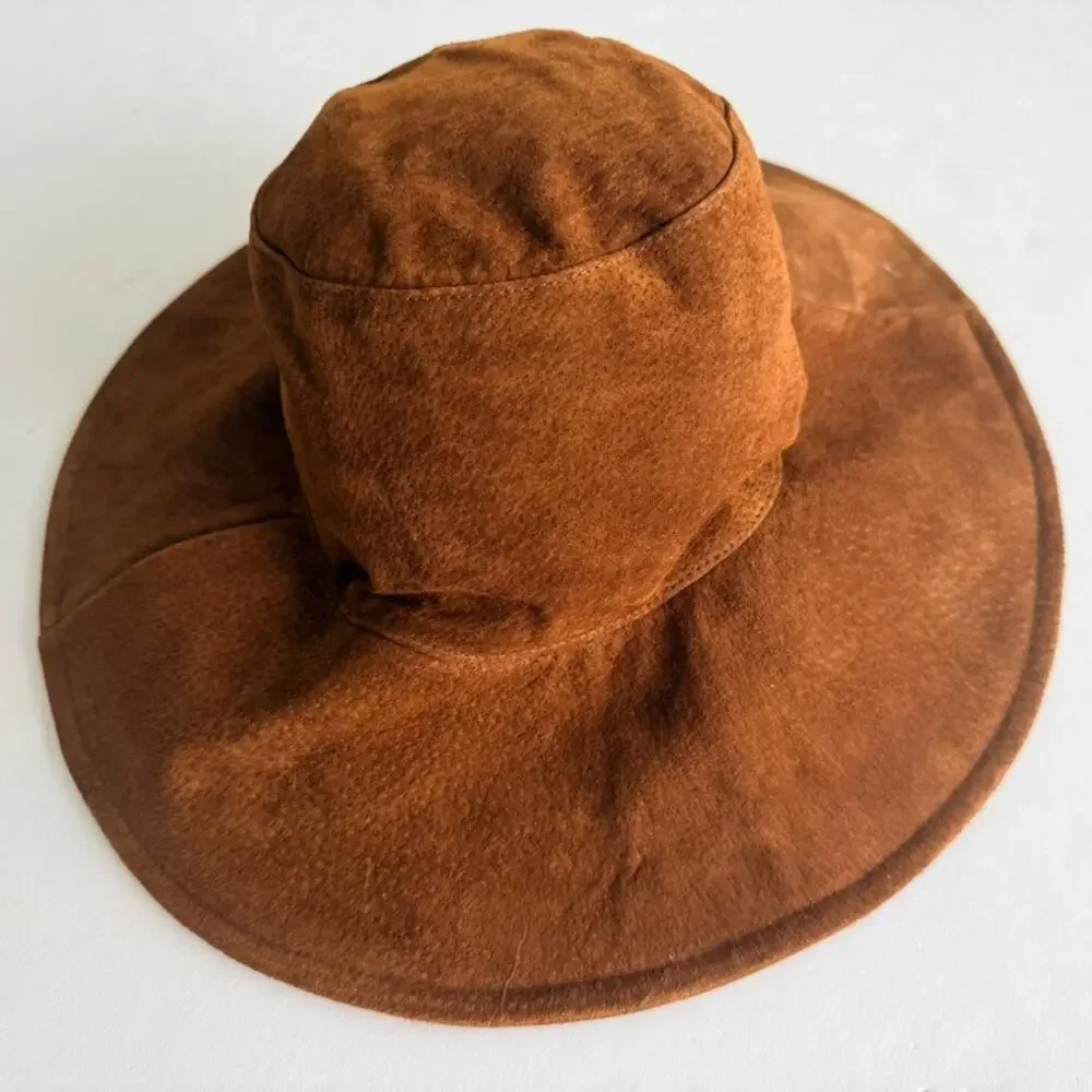 Eric Javits Anette Tabac Hat Brown Calf Suede Packable Floppy Water Repell UPF - Picture 6 of 8